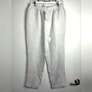 Toofan (Size L) Khaki 100% Linen Pull-on Waistband Slip Pocket Pants (NEW-NWT)